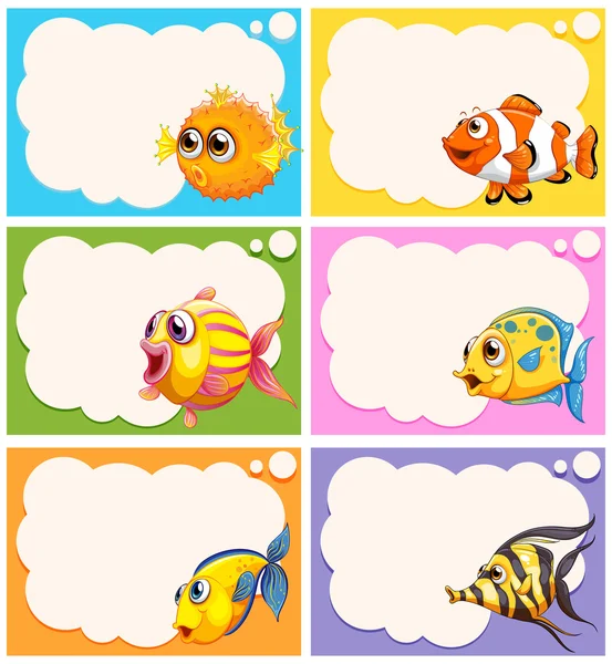 Diseño de la etiqueta con peces lindos — Vector de stock