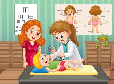 Doktor küçük çocuk kliniğinde incelenmesi