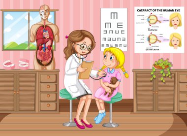 Küçük kıza tedavi veren doktor