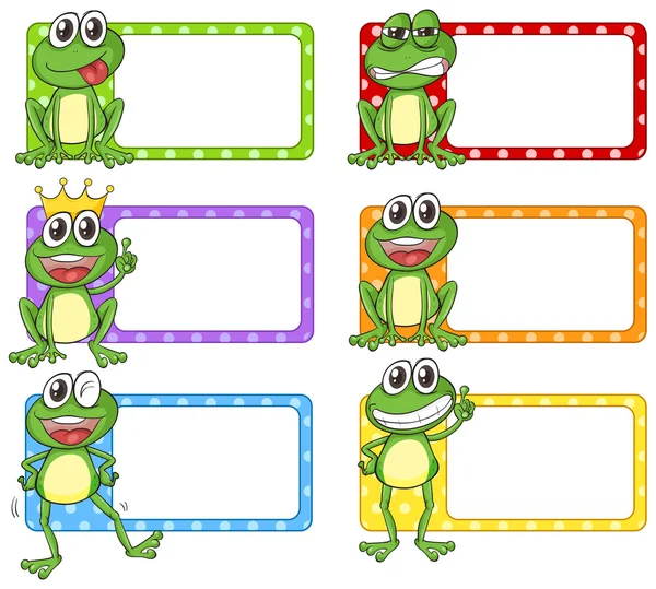 Čtvercový popisek s zelené žáby — Stockový vektor