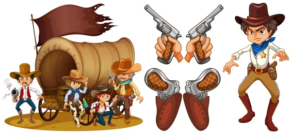Western cowboy och kanoner — Stock vektor