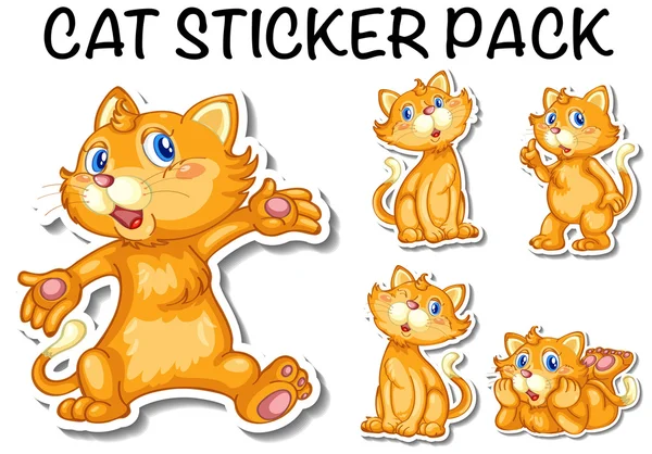 Lindo gato pegatina paquete — Vector de stock