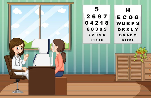 Médecin ophtalmologiste donnant un traitement au patient en clinique — Image vectorielle