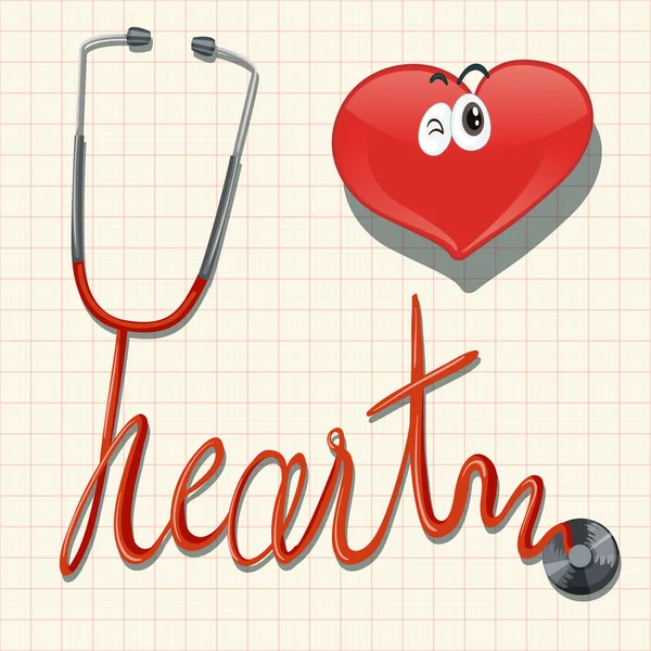 Stetoskop a srdce na milimetrový papír — Stockový vektor