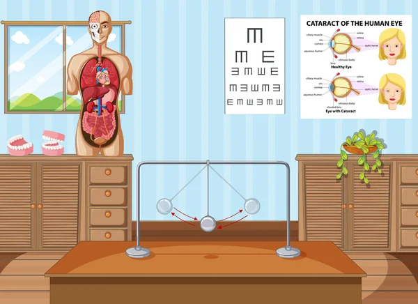 Aula di scienze con attrezzature e carte — Vettoriale Stock