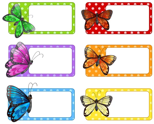 Projekt etykiety z kolorowe motyle — Wektor stockowy