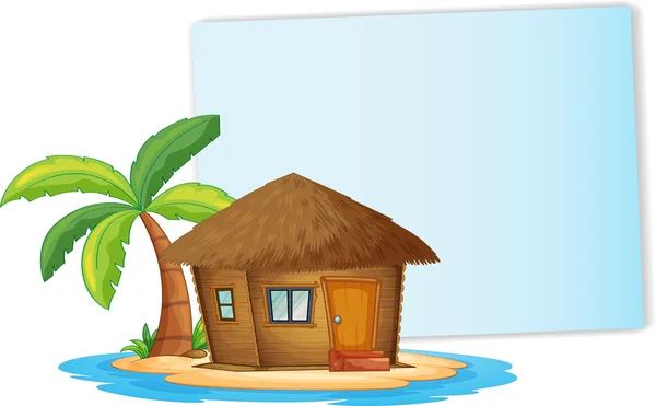 Paper design with bungalow on the island — Stock Vector