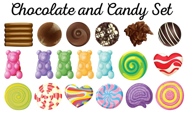 Different design of chocolate and candy set Royalty Free Stock Vectors
