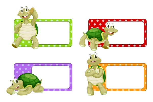 Diseño de etiqueta con lindas tortugas — Vector de stock