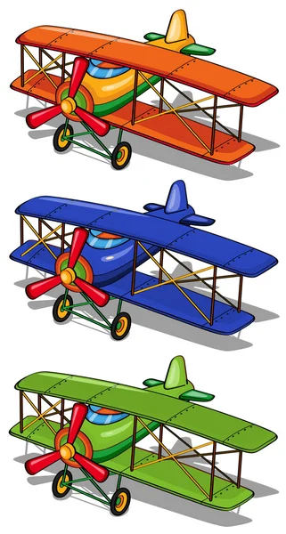 Airplane in three different colors — Stock Vector