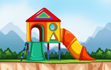 Scene with playground in the park clipart
