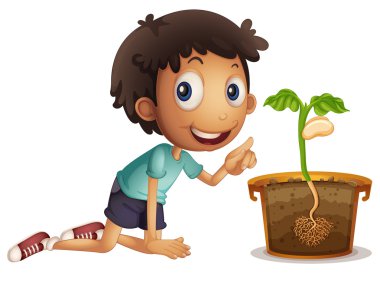 Tencerede tohum ekimi çocuk