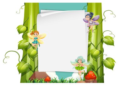 Paper design with fairies flying clipart