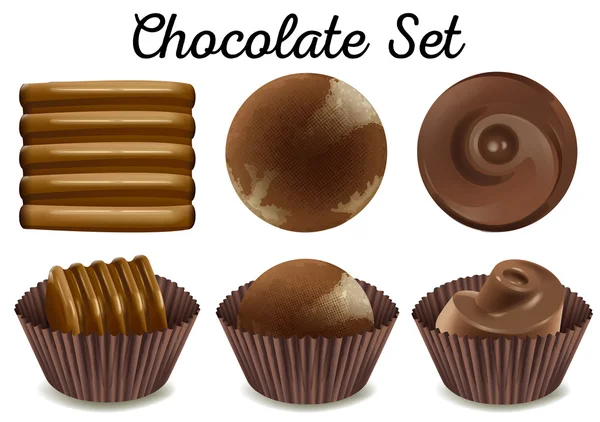 Różnego rodzaju czekolady w brązowe — Wektor stockowy