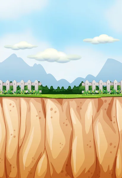 Scène avec champ et falaise — Image vectorielle