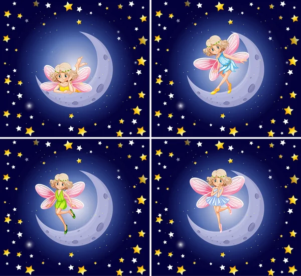 Scenes with fairy and stars — Stock Vector