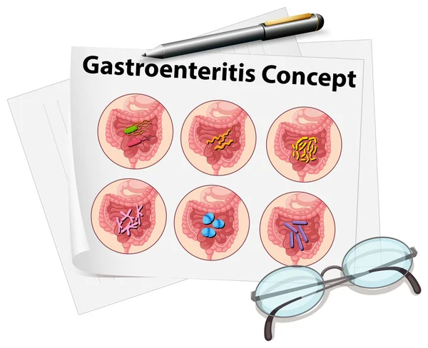 Concept de gastro-entérite sur papier — Image vectorielle