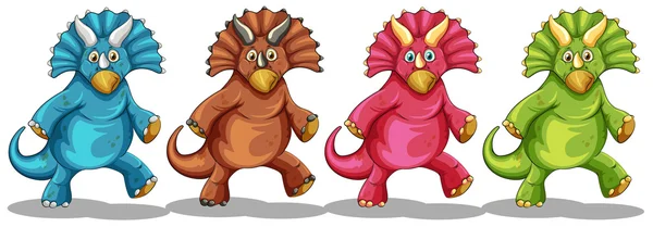 Dinosaurios en cuatro colores diferentes — Vector de stock