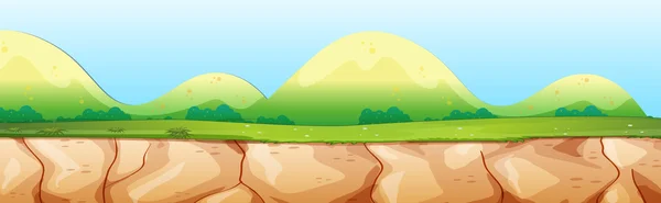 Escena natural con acantilado y montaña — Vector de stock