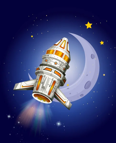 Spaceship flying in the space — Stock Vector