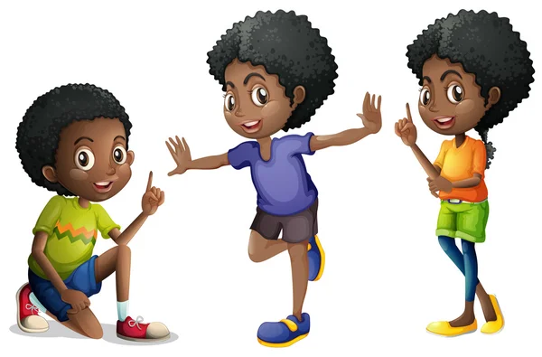 Three african american kids — Stock Vector