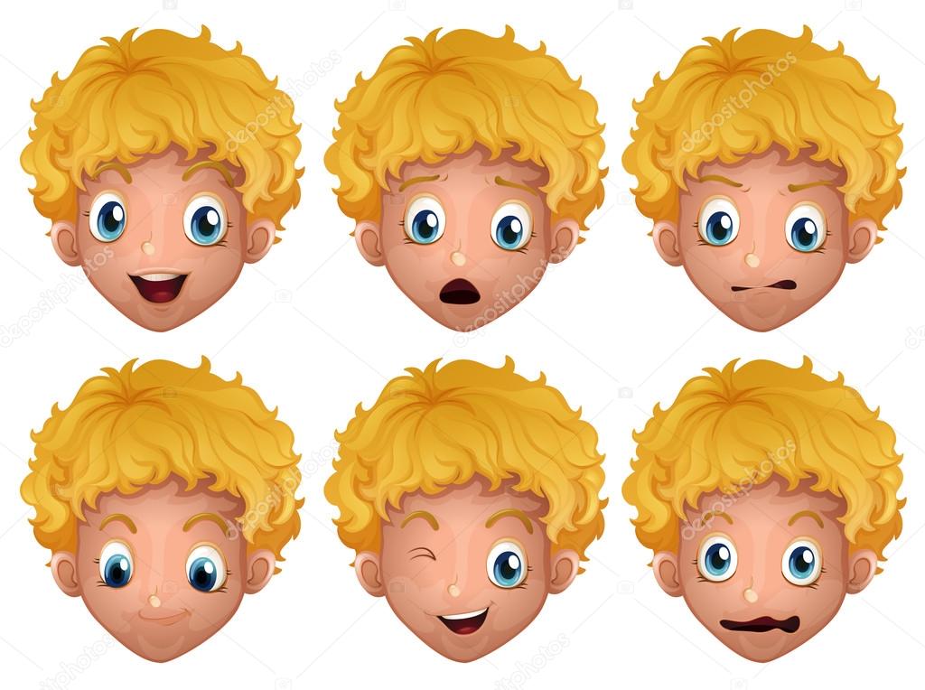 Boy with different facial expressions