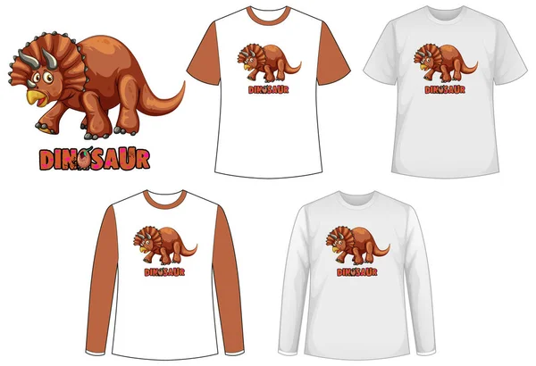 Conjunto Diferentes Tipos Camisa Tema Dinossauro Com Ilustração Logotipo Dinossauro —  Vetores de Stock