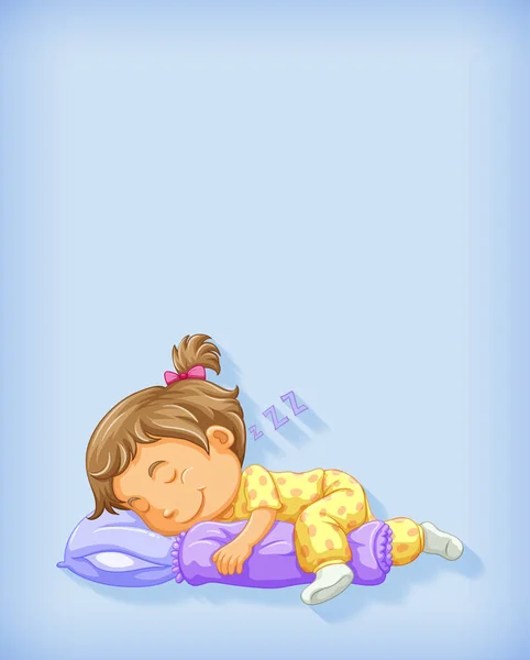 Cute Girl Sleeping Cartoon Character Isolated Illustration — Stock Vector