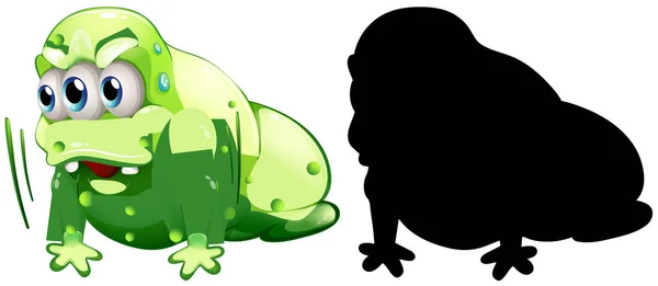 Monster Met Zijn Silhouet Witte Achtergrond Illustratie — Stockvector