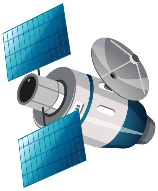 Beyaz arkaplan illüstrasyonunda izole uydu