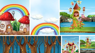 Peri masalı, mantar köyü ve ormandaki güzel perilerin olduğu dört farklı fantezi dünyası.