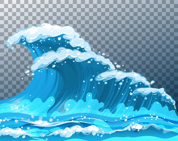 Sea Giant Waves Transparent Background Illustration — Stock Vector