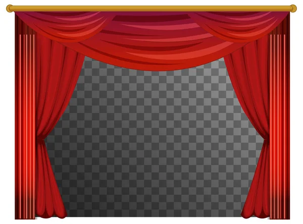 透明背景イラストの赤いカーテン — ストックベクタ