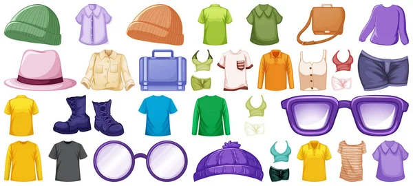 Set Van Mode Outfits Accessoires Witte Achtergrond Illustratie — Stockvector