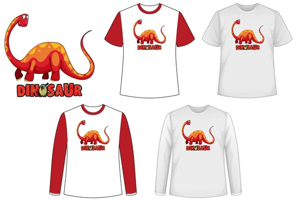 Conjunto Diferentes Tipos Camisa Tema Dinossauro Com Ilustração Logotipo Dinossauro —  Vetores de Stock