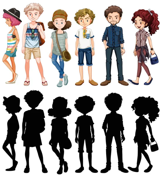 Conjunto Desenhos Animados Ilustração Personagem —  Vetores de Stock