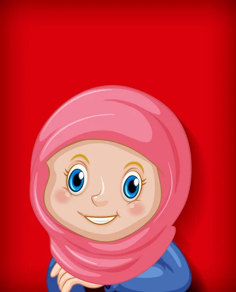 Ευτυχισμένο Muslim Κορίτσι Εικονογράφηση Χαρακτήρα Κινουμένων Σχεδίων — Διανυσματικό Αρχείο