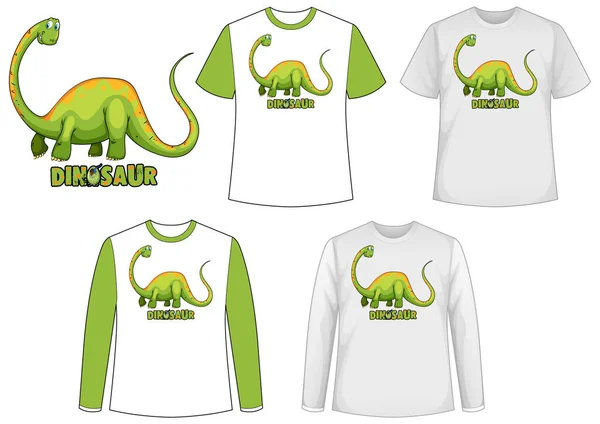 Mock Camisa Com Dinossauro Desenho Animado Personagem Ilustração —  Vetores de Stock