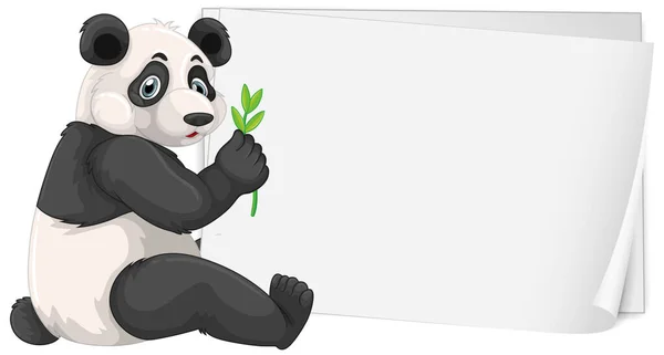Blank Sign Template Cute Panda White Background Illustration — Stock Vector