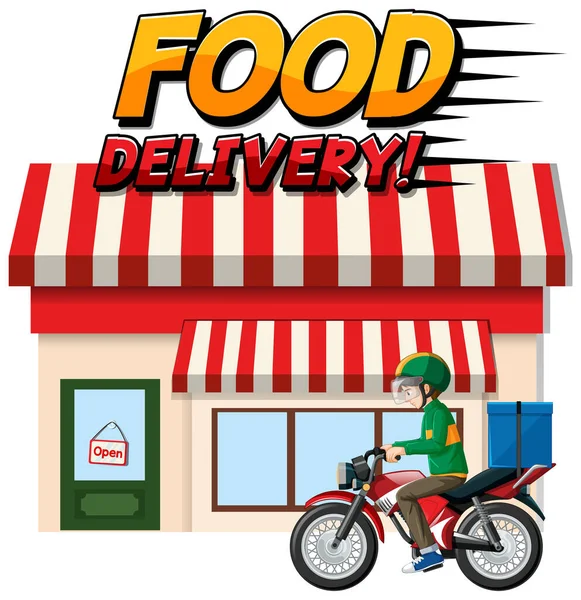 Food Delivery Logo Courier Illustration — Stock Vector