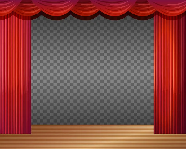 Empty Stage Illustration Red Curtains Transparent Illustration — Stock Vector