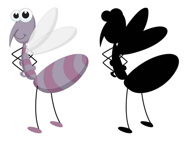 Ensemble Personnage Dessin Animé Insecte Silhouette Sur Fond Blanc Illustration — Image vectorielle