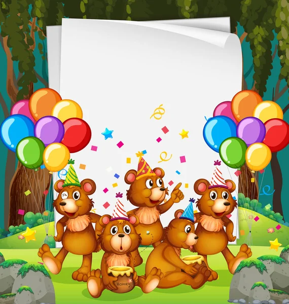 派对主题插图中带有可爱动物的纸样模板 — 图库矢量图片