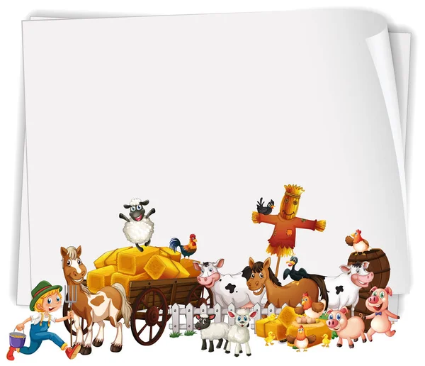 Happy Farm Animal Banner Illustration — Stockový vektor