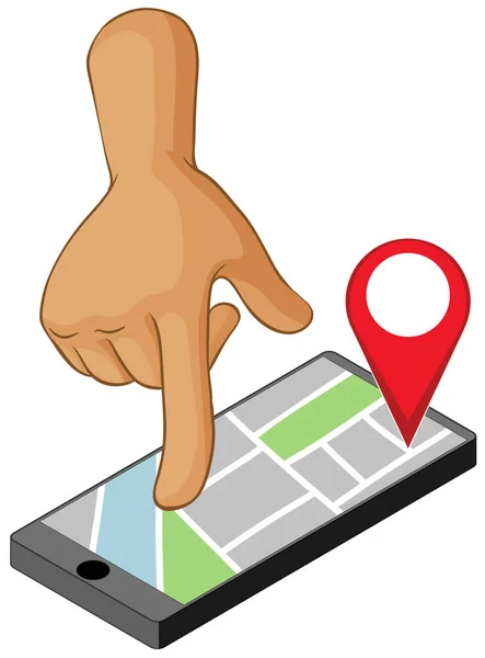 Ręczne Wyszukiwanie Lokalizacji Ilustracji Smartfona — Wektor stockowy
