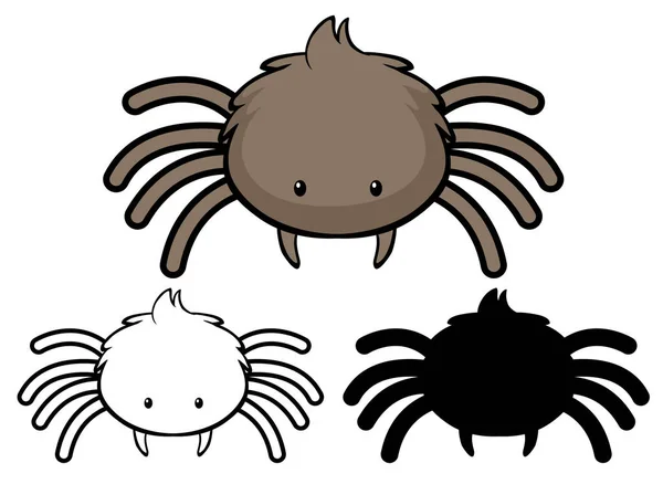 Conjunto Ilustración Dibujos Animados Araña — Vector de stock