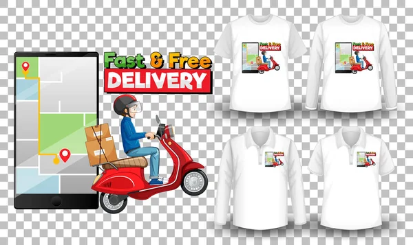 Set Mockup Shirt Delivery Theme Illustration — Stock Vector