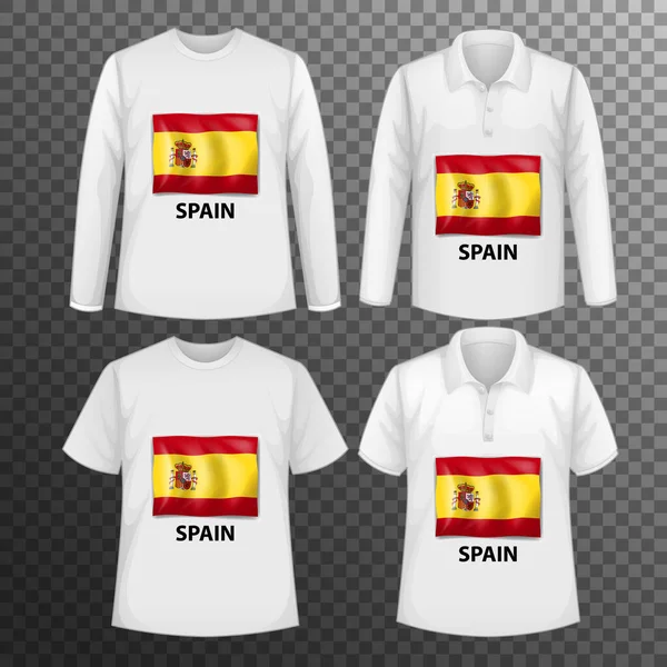 Conjunto Diferentes Camisas Masculinas Con Pantalla Bandera España Camisas Ilustración Gráficos vectoriales