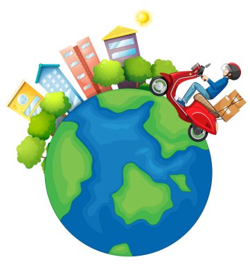 Beyaz arkaplan illüstrasyonunda izole dağıtım simgesi