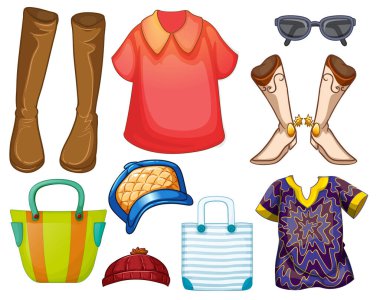 Beyaz arkaplan resimlerinde moda kıyafetleri ve aksesuarları